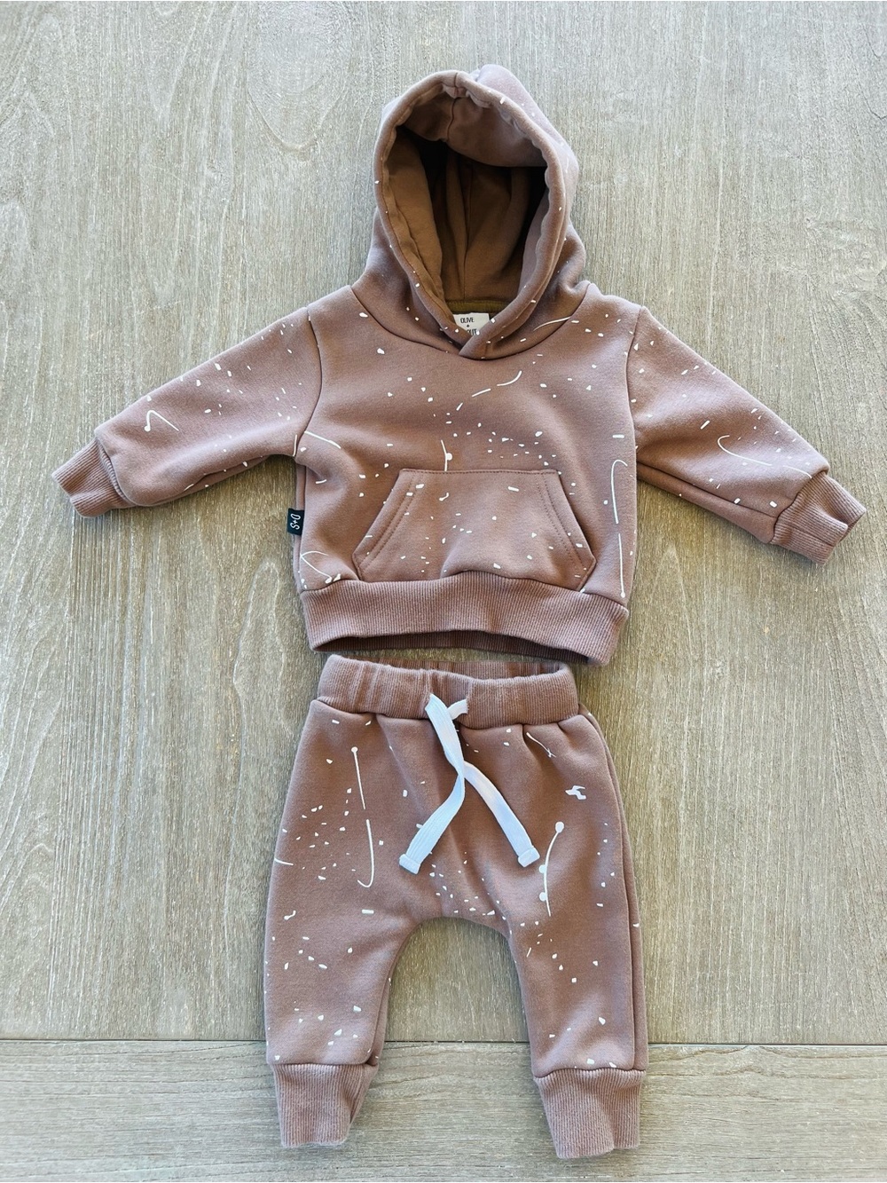 Infant Splatter Hoodie & Jogger Set in Dusty Mauve